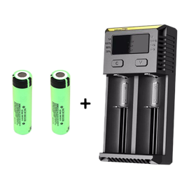 Nitecore NEW I2 Li-Ion lader + 2 stk. Panasonic NCR18650B 3400 mAh batterier